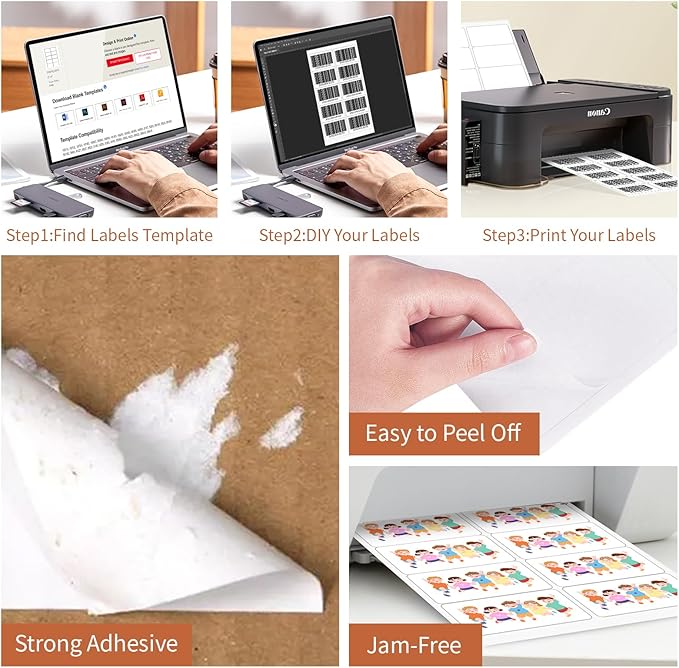 2"x 4" (200 Sheets) Address Labels Sticker Paper for Laser/Ink Jet Printer, Printable and Writable White Sticker Label- Matte, 10 per Page Label (Total 2000 Labels)