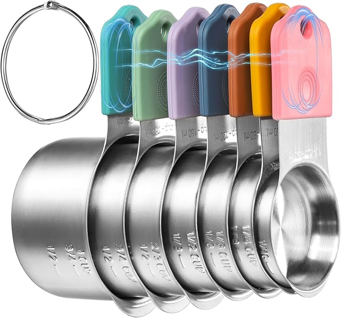 Magnetic Measuring Cup Set of 7,Stainless Steel Magnetic Measuring Cups,Heavy Duty Measuring Cups for Dry and Liquid Ingredients