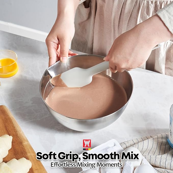 Light Gray Silicone Scraping Spatula: Cooking Tool with Heat Resistant, Protects Surfaces with Gentle Head Design, Cooking Spatula for Spreading & Mixing, BPA Free (11.22inch x 2.17inch)