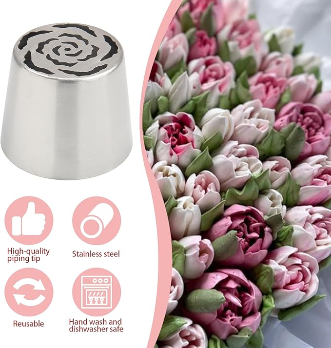 Extra Large Russian Piping Tips for Marshmallows Stainless Steel Flower Frosting Nozzles many styles Cake Decorating Baking tool for Buttercream, Cupcakes Cookies(SL55)