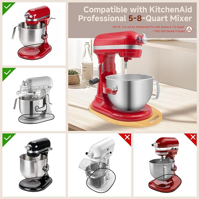 Mixer Slider Compatible with 5.5-8 QT Kitchen Aid Stand Mixers, Kitchen Countertop Storage Mover Sliding Caddy Mixer Slider Mat for Kitchen Aid Stand Mixer Accessories Attachment with Handle