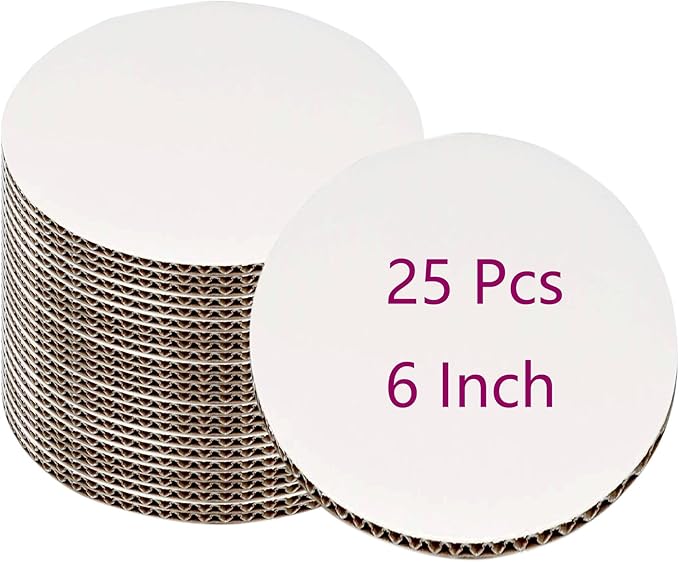 25pcs White Cake Boards 6 inch Round Disposable Cake Circle Plate Waterproof and Oil-proof Cake Boards Sturdy Cake Trays for Cake DIY Bread Dessert and Crafts Display (6 Inch-pack of 25)