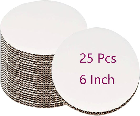 25pcs White Cake Boards 6 inch Round Disposable Cake Circle Plate Waterproof and Oil-proof Cake Boards Sturdy Cake Trays for Cake DIY Bread Dessert and Crafts Display (6 Inch-pack of 25)