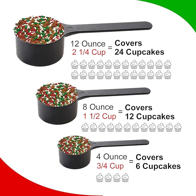 A Little Bit of Christmas - 12 Oz Resealable Stand Up Bag - Featuring Green Holly Leaves, Red Quins, Gingerbread Men, and White Decorettes - Sprinkle Me This