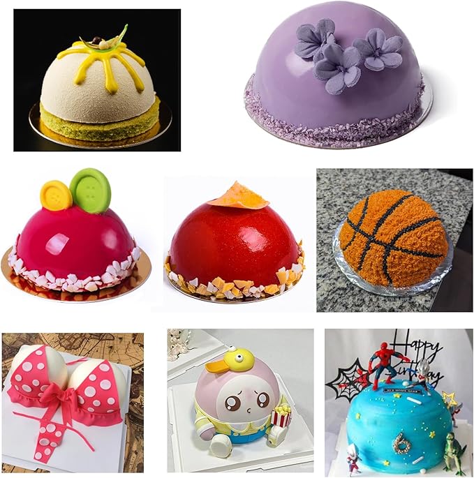 8 Inches Hemisphere Football Cake Pan, 3D Soccer Half Ball Birthday Cake Pan, Aluminum Cake Mold Nonstick Baking Tool