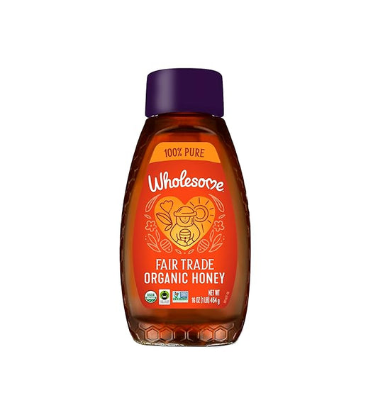 Wholesome Sweeteners 16-Ounce Organic Honey Bottle, 100% Pure, Fair Trade Certified, Non GMO Project Verified & Gluten Free, 1 Pack