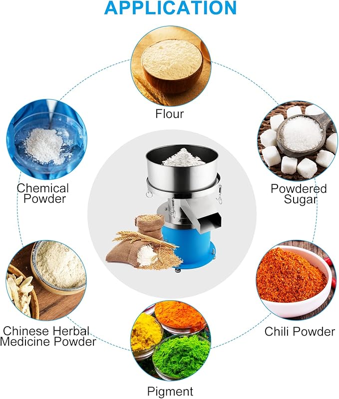 YUCHENGTECH Automatic P-o-w-d-e-r Sifter Automatic Sifter Shaker Machine 750W Electric Flour Sifter Automatic Sieve Shaker Vibrating Sieve Machine φ16.54in 2-500mesh Optional (110V)