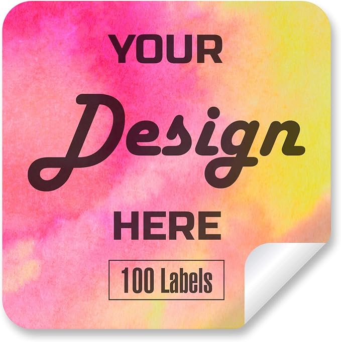 Custom Stickers Personalized Labels - Customized Stickers with Any Design Image Logo Text,Custom Thank You Label Stickers,Custom Stickers for Business Logo,100 Labels (Square, 4.5"x4.5")