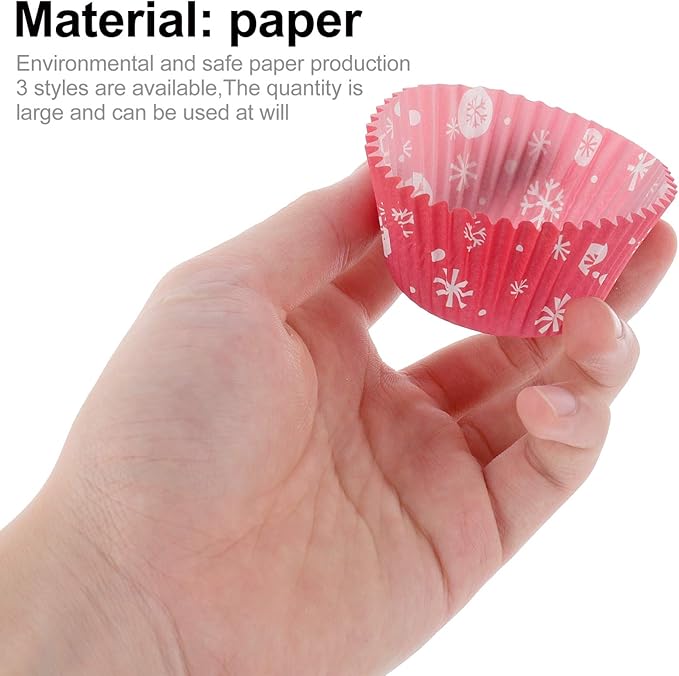 400 Pcs Christmas Cupcake Liners, 2.75 Inch Baking Cups with Holiday Snowflake & Tree Patterns, Assorted Color Muffin Liners for Xmas Party, Baking & Decorations