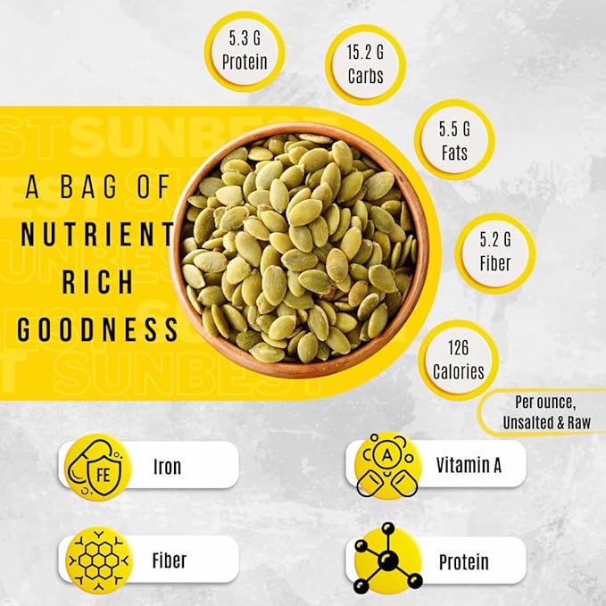 Sunbest Natural - Pumpkin Seeds Raw and Fresh, Pumpkin Seeds Unsalted, Whole Shelled Pumpkin Seeds, Kosher Seeds for Snacks, Pumpkin Seeds Bulk, Non-GMO and Vegan Healthy Pumpkin Snacks, 3 Lbs.