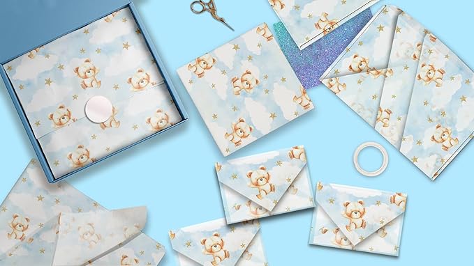 Teddy Bears Printed Tissue Paper for Gift Bags or Boxes and Wrapping - Baby Shower Bulk Decorative Art Tissue Paper for Packaging and Gifting | 24 Sheets 20" x 30"