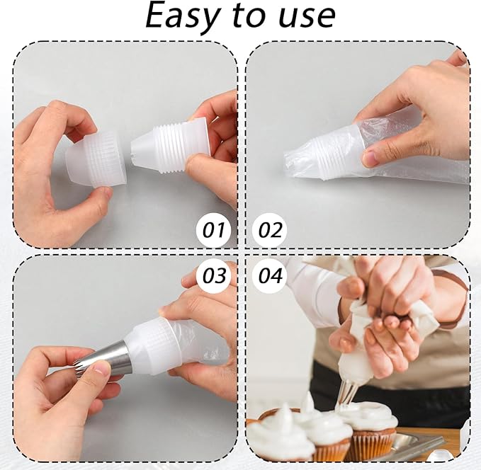 50Pcs Cake Tips for Decorating, 48 Different Patterns Stainless Steel Cake Decorating Tips and 2 Reusable Plastic Coupler for Cake & Cupcake Cookies Decorating, Cake Piping Tips Set