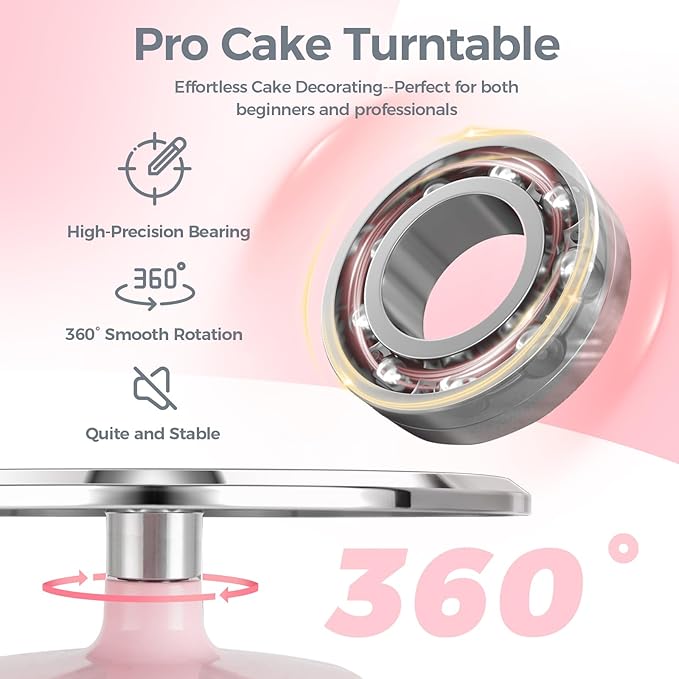 Ohuhu Cake Stand, Aluminium 12''Cake Turntable Decorating Bakery Supplies - BPA-Free Frosting Spinner Rotating Revolving Lazy Susan Christmas Gifts