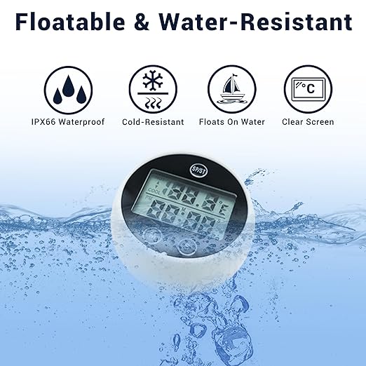 Ice Bath Thermometer, Cold Plunge Floating Thermometer with Timer, Waterproof Floating HD Display Timer, for Ice Baths, Hot Baths