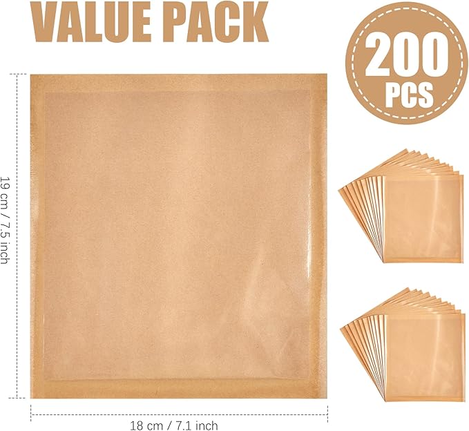 200 Pack Heat Sealable Bakery Bags with Window, Kraft Paper Grease Resistant To Go Cookie Bags for Packaging Donut, Pastries and other Treats (7.1 x 7.5 Inch)