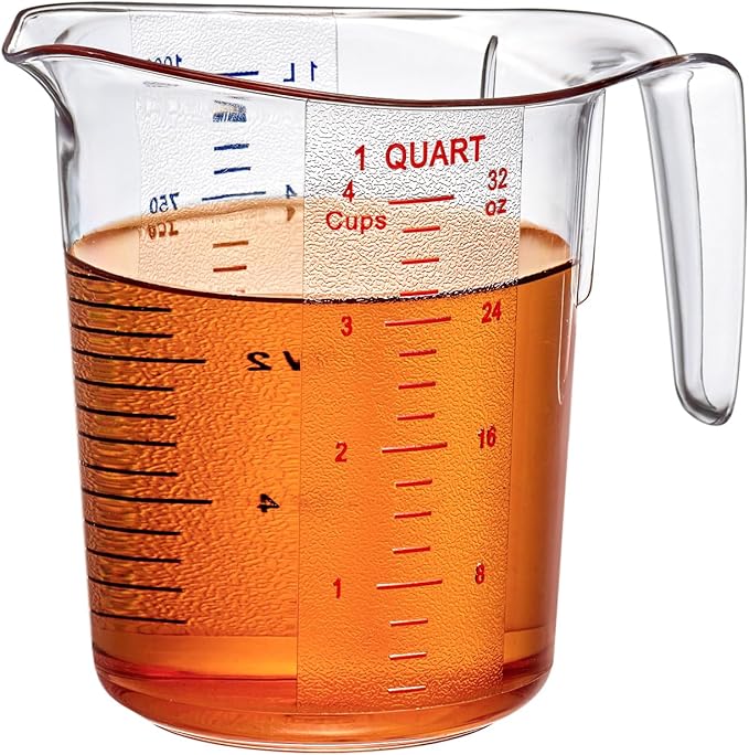 Amazing Abby - Melissa - 32-Ounce Plastic Measuring Pitcher (1-Pack), 4-Cup (1-Quart) Food-Grade Measuring Jug, Unbreakable, Stackable, Dishwasher-Safe, Great for Oil, Vinegar, Flour, and More