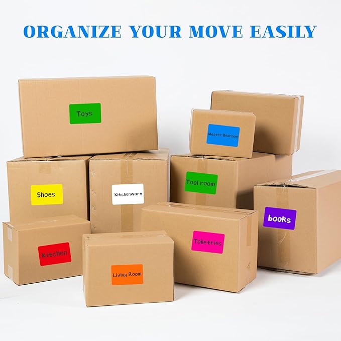 Ououstate Removable Colored Labels Stickers 3" x 2" Moving Stickers Labels for Storage Bins to Write on 8 Large Price Tote Stickers for Small Business - 256 Pack
