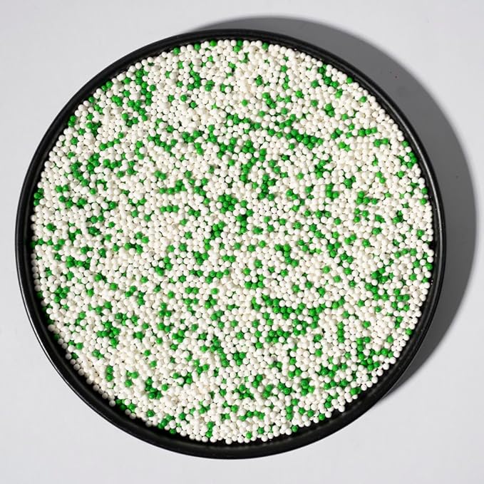 Christmas Sprinkles 130g/4.6oz, White Green Edible Pearl Sprinkles for Cake Decorations, Baking, Ice Cream, Cookies, Cupcake Topper Edible Pearls Sprinkles - 2mm Matte Sugar Pearls for Cake Decorating (2mm green white)