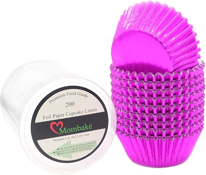 Standard Hot Pink Foil Cupcake Liners Muffin Baking Cups for Party and More, 200-Count