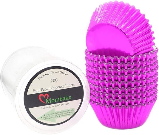 Standard Hot Pink Foil Cupcake Liners Muffin Baking Cups for Party and More, 200-Count