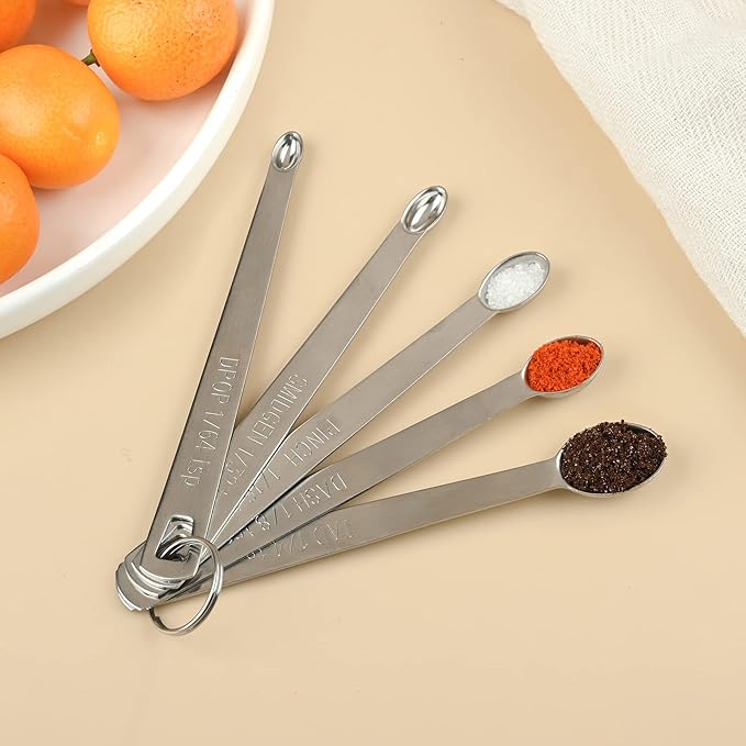 18/8 Stainless Steel Measuring Cups and Spoons Set, Metric & US 6 Measuring Cups and 7 Measuring Spoons with Leveler & 5 Mini Measuring Spoons for Baking & Kitchen