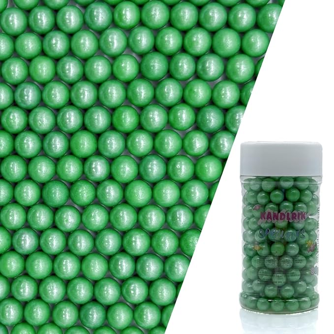 Edible Emerald Green Pearl Sugar Sprinkles Candy 7mm Mini Pearls Cake Decorations Cupcake Toppers Cookie Decorating Perfect for Wedding Party Valentine Halloween Christmas Supplies 3OZ
