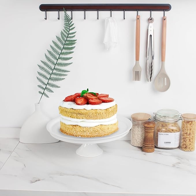 Porcelain Cake Stand, 13.7 Inch Round Dessert Stand, Cupcake Stand - Wedding and Birthday Decorative Cake Pedestal Stand - Dessert Display for Parties, Restaurants, Birthdays