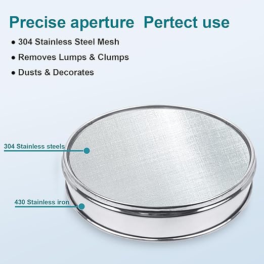 304 Stainless Steel Lab Sieve Screen Mesh, 2000 Mesh(0.0075mm) Aperture Test Sieve, 12Inch(30cm) Diameter Economy Standard Analysis Sample Test Sieves for Industrial Laboratory Homes