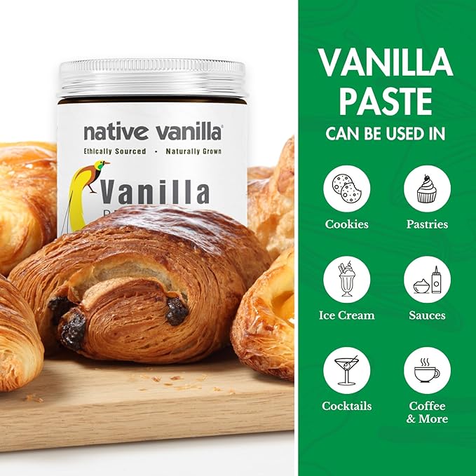 Vanilla Bean Paste - Native Vanilla - All Natural Pure Vanilla Bean Paste - Made with Organic Agave Syrup - For Cooking, Baking & Desserts - 100% Vegan & Kosher - Non-GMO & Gluten-Free - 32 oz