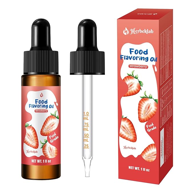 Strawberry Flavoring Extract – 1 fl oz Concentrated Food Flavoring Oil for Baking, Candy Making, Lip Gloss & Desserts, with Glass Dropper