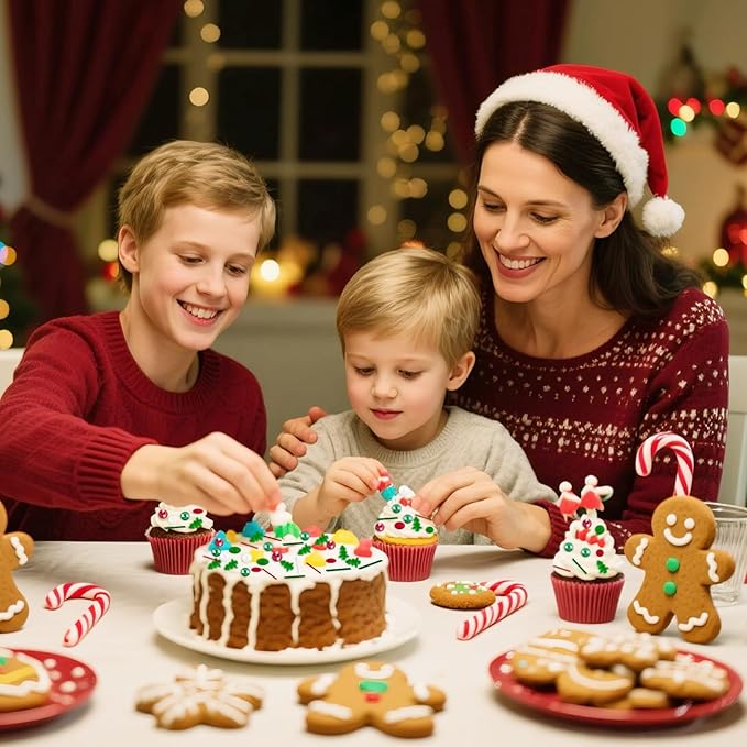 Christmas Sprinkles Red Green White Sprinkle Edible Christmas Tree Sprinkle Holiday Cake Sprinkles Sugar Pearls Jimmies Mix for Cake Baking Cookie Ice Cream Decorations - 8 Oz