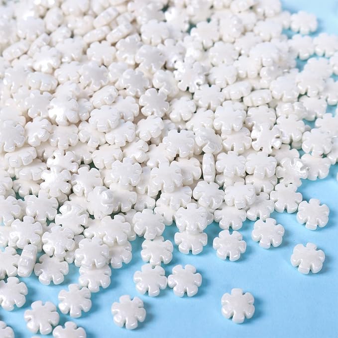 White Sprinkles for Cake Decorating 3.52 Ounce, White Snowflake Sprinkles Perfect for Cupcake Toppers Wedding Party Valentines Halloween Christmas Supplies