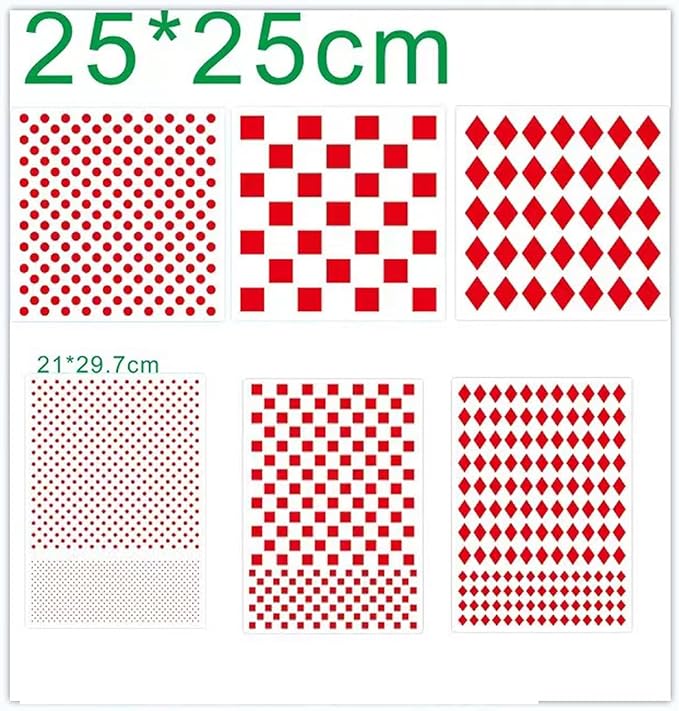 6PCS Checks Dots Stencils, Harlequin Checkerboard Stencils Assorted Sizes Square Diamond Shape Templates Reusable Diamond Checks Stencil for Painting on Wood Wall Decor