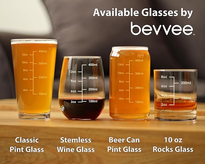 Cocktail Measuring Cup - Whiskey Rocks Glass - Engraved Measurement Lines for Bartender & Portion Control - Ounces and Metric - 10.25 oz Glasses