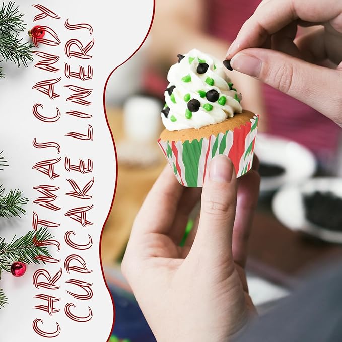 600 Pack Christmas Candy Cupcake Liners Wrappers Baking Cups Santa Holiday Paper Wraps Muffin Liners for Xmas Birthday Party Candy Cake Decorations Supplies(12 Styles)