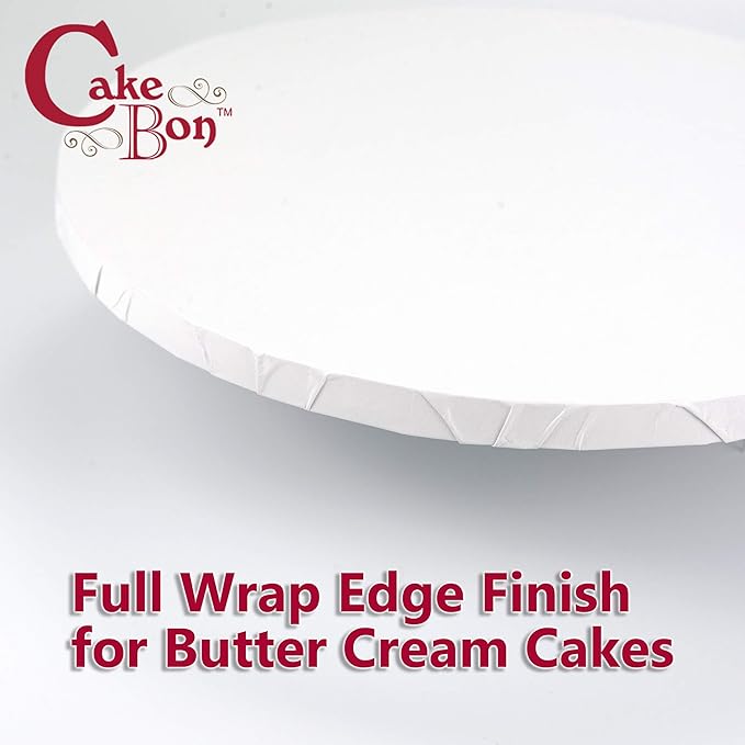 Cakebon Cake Boards - Sturdy 1/2 Thick Drums - 14 Inch Professional Fully Wrapped Edges White 6-Pack