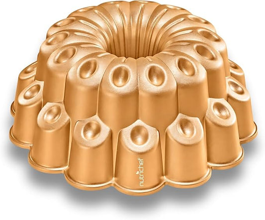 NutriChef 9 Inch Marquise Cake Pan, Thick & Heavy Cast Aluminum Bakeware Cake Mold for Cake with Fluted Easy-Release Edges for Uniform Browning & Baking, Nonstick Heat-Resistant Coating