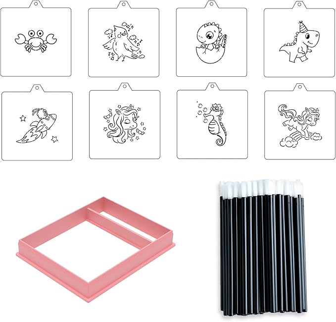Cookie Cutter and Stencil Set Bundle Kit PYO Cookies Paint Your Own Diy Bakery Fondant Sugar Happy Birthday Wedding Baby Candle Kids Painting Coloring Pages Comb (PYO Set)