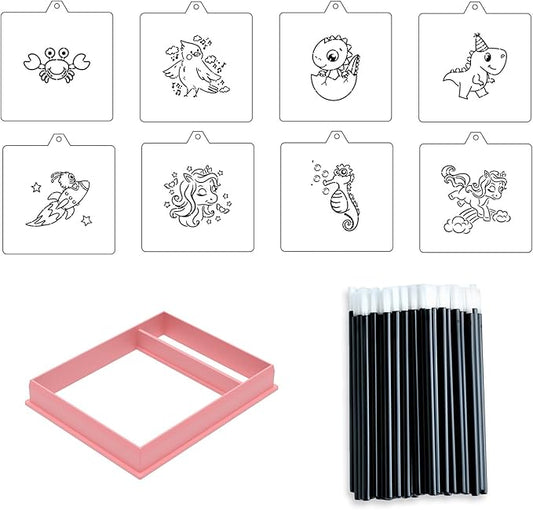 Cookie Cutter and Stencil Set Bundle Kit PYO Cookies Paint Your Own Diy Bakery Fondant Sugar Happy Birthday Wedding Baby Candle Kids Painting Coloring Pages Comb (PYO Set)