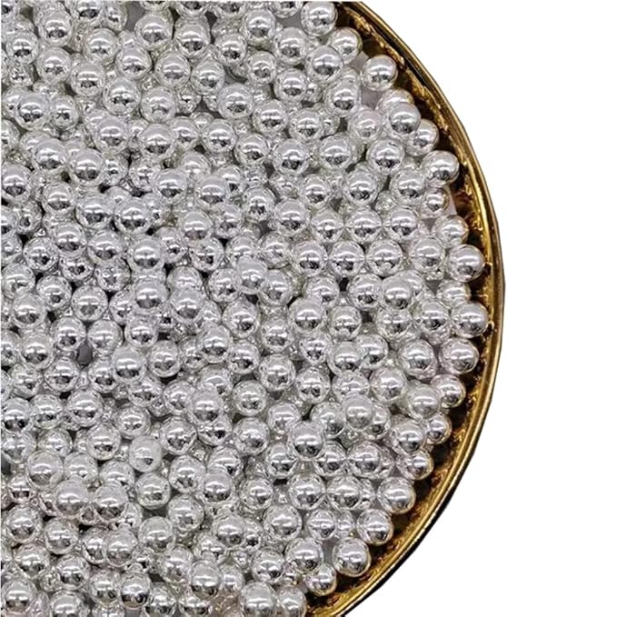 Silver Edible Pearl Sprinkles,Cake sprinkles,Cookie sprinkles,Sugar Pearl, Edible Candy Pearls 130g 4.6OZ for Cake Cupcake Decorationg (7mm-Silver)
