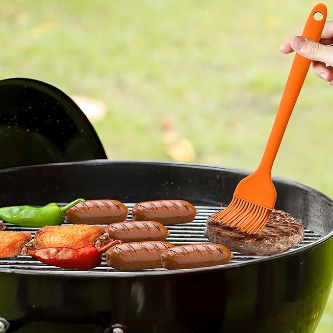 8 pieces basting brush for grilling,pastry brush,bbq basting brush,basting brush,rubber brush for cooking,basting brush for cooking,silicone bbq brush,barbecue sauce brush (orange)
