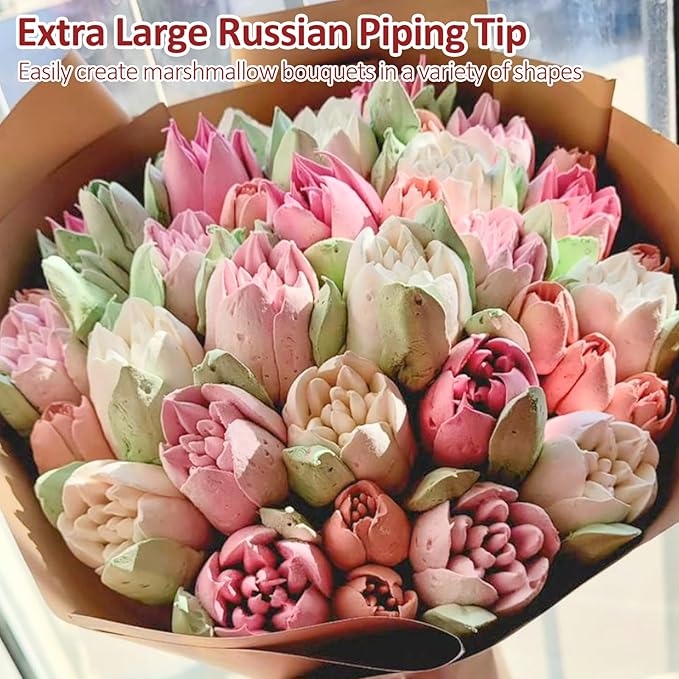 Extra Large Russian Piping Tips for Marshmallows Stainless Steel Flower Frosting Nozzles many styles Cake Decorating Baking tool for Buttercream, Cupcakes Cookies(SL53)