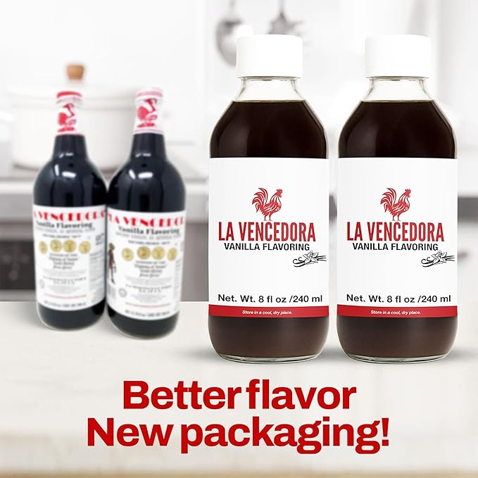 La Vencedora Mexican Vanilla Extract 2 Pack – 8 fl oz Bottles – Traditional Vanilla Flavoring for Baking, Cooking & Desserts – Vegan, Glutten Free, Natural Process, Made in Mexico