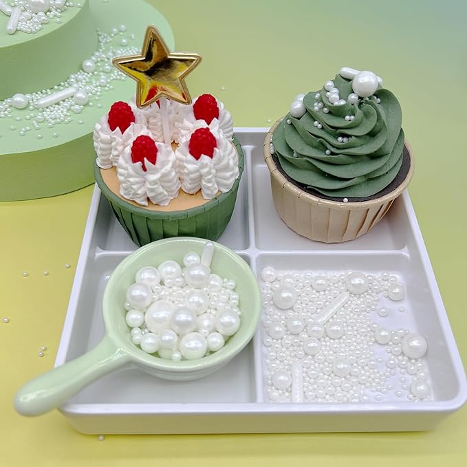 White Sprinkles for Cake Decorating, 4.6Oz White Rod and Pearl Sprinkles Mix for Baking, Cupcake, Cookie, Ice Cream, Donuts and Cake Decorating