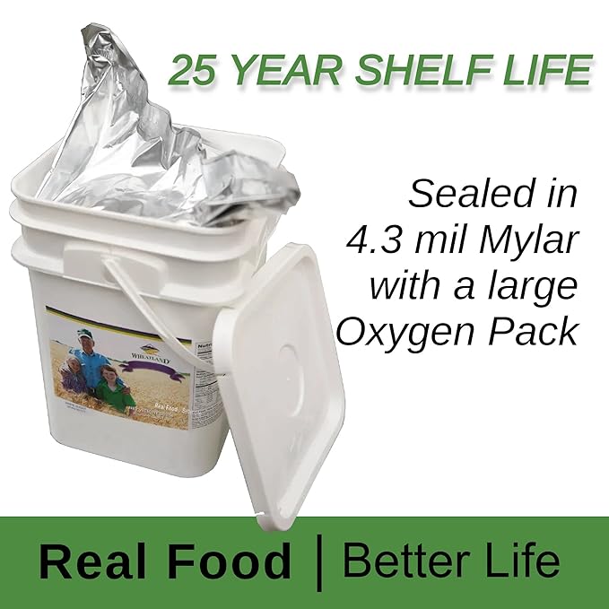 Hard Red Wheat Berries : Wheatland™ : 25 lb Bulk: Emergency Preparedness : Mylar : Oxygen Absorber : 30 Year Shelf Life : Non GMO: NO Glyphosate : Long Term Food Storage