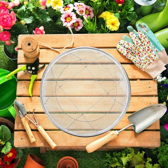 Stainless Steel Sifting Tool 18 Inches Diameter Garden Soil Sieve Manual Soil Sieve Sturdy and Stylish Great for Planting and Potting
