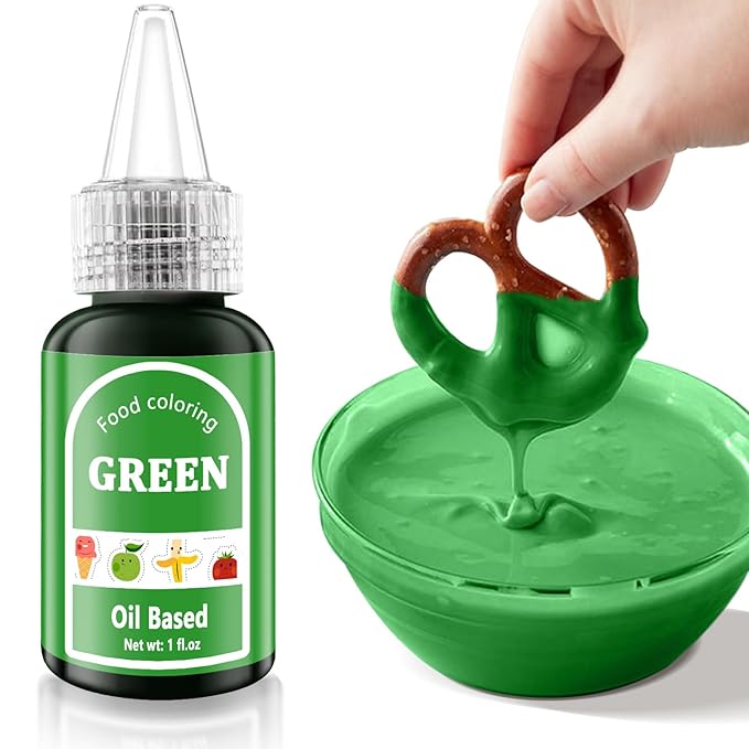 Green Oil Based Food Coloring for Chocolates Melts - 30ML Tasteless Liquid Edible Oils Food Dye Candy Cookies Decorating,Vivid Oil Food Color Baking Frosting Cake Decorations,Soap,Cosmetics, Non-GMO