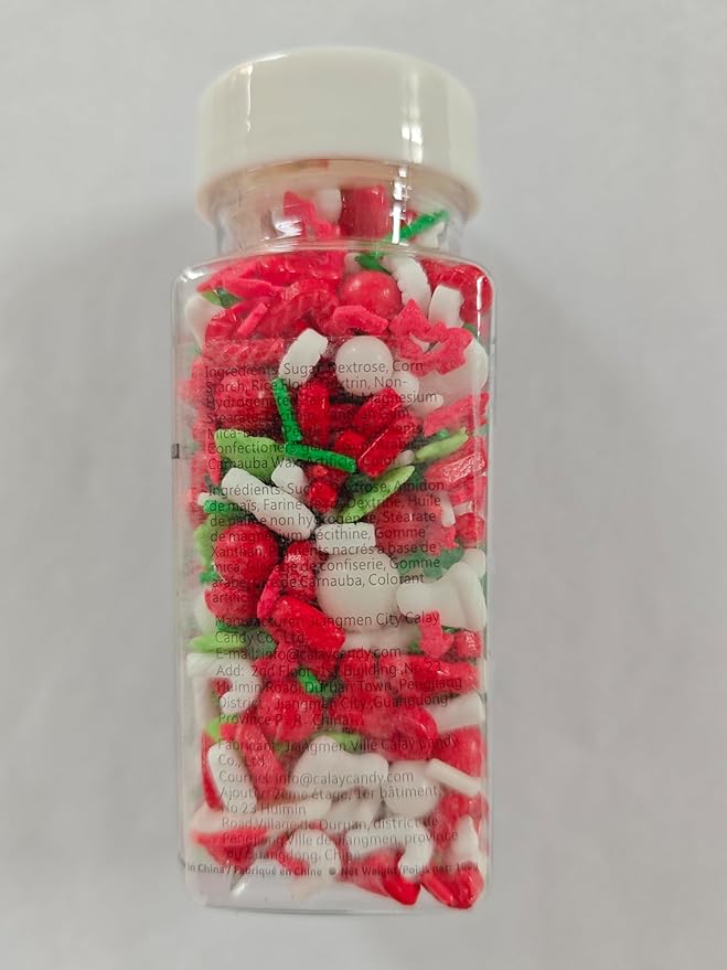 Edible Christmas Candy Sprinkles with 6pcs Santa Claus | Christmas tree Dessert Sprinkle | Snowman Cake Cupcake Toppers | Cookie Decorations | Candy Sprinkles for Xmas Daily Cake Decorating