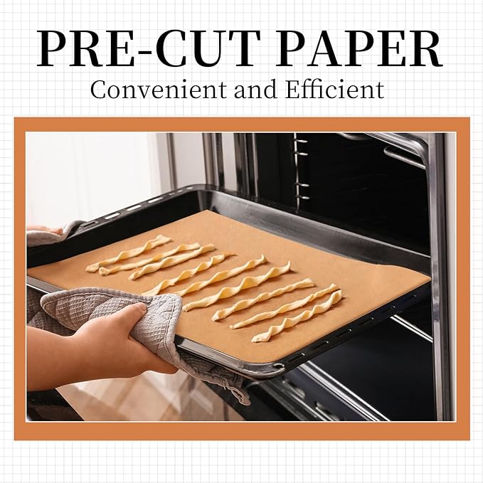 Maitys 500 Pcs 18 x 26 Inch Parchment Paper Baking Sheets Precut Non-stick & No-leak Large Unbleached Baking Paper for Full Size Sheet Pan Cooking Grilling Air Fryer Steaming Bread Cup Cake Cookie