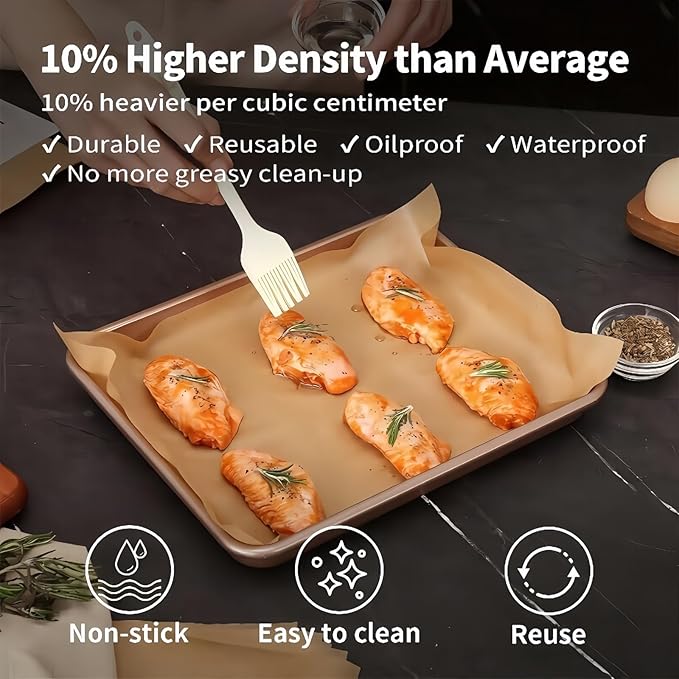 200 Pcs Parchment Paper 16"x12"- Non-Stick Precut Baking Sheets for Air Fryer, Oven & Half Sheet Pans, Unbleached High Heat Parchment Paper for Baking, Grilling